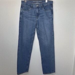 American Eagle Womens Sz 10 90s Straight Denim Blue Cotton Stretchy  Jeans